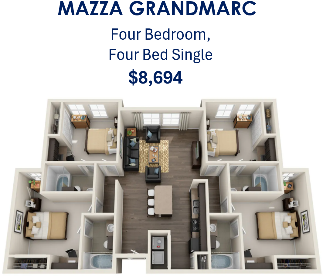 Mazza Four Bedroom Four Bed Single