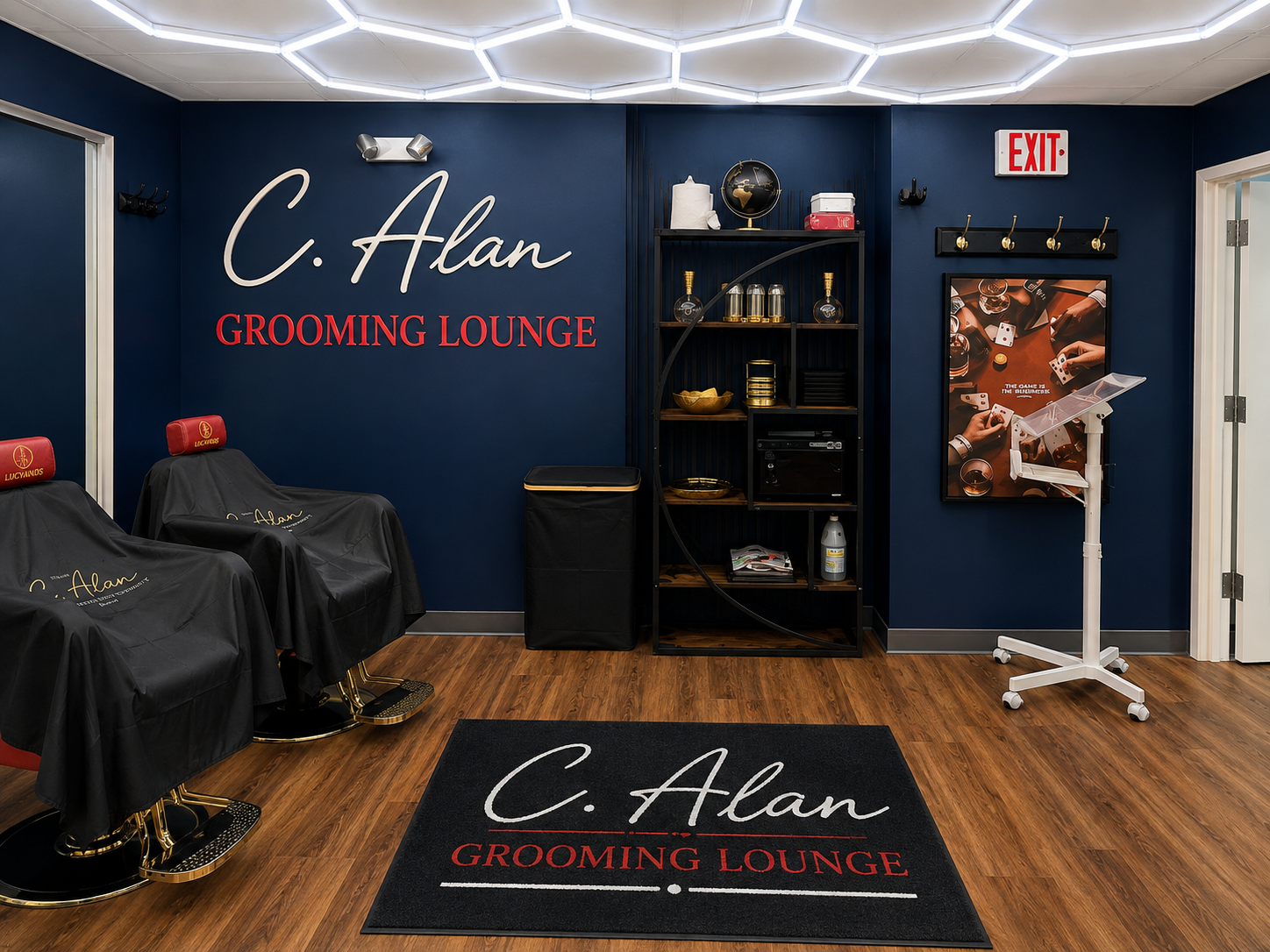 The completed C. Alan Grooming Lounge at Drew Hall