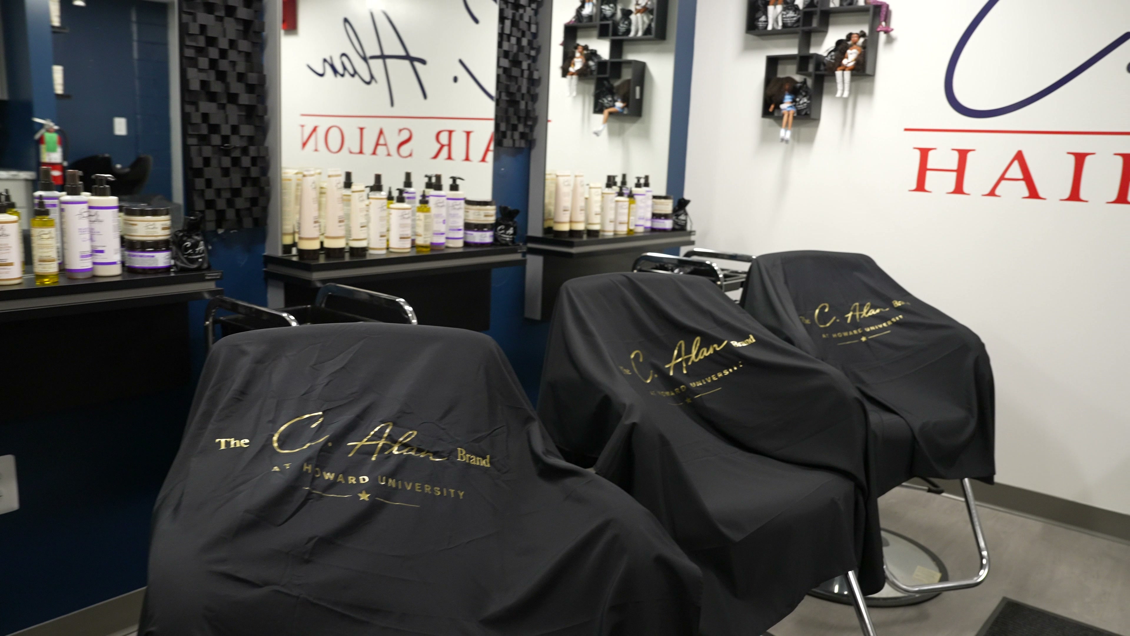 Styling chairs inside the C. Alan Boutique Hair Salon at Harriet Tubman Quadrangle